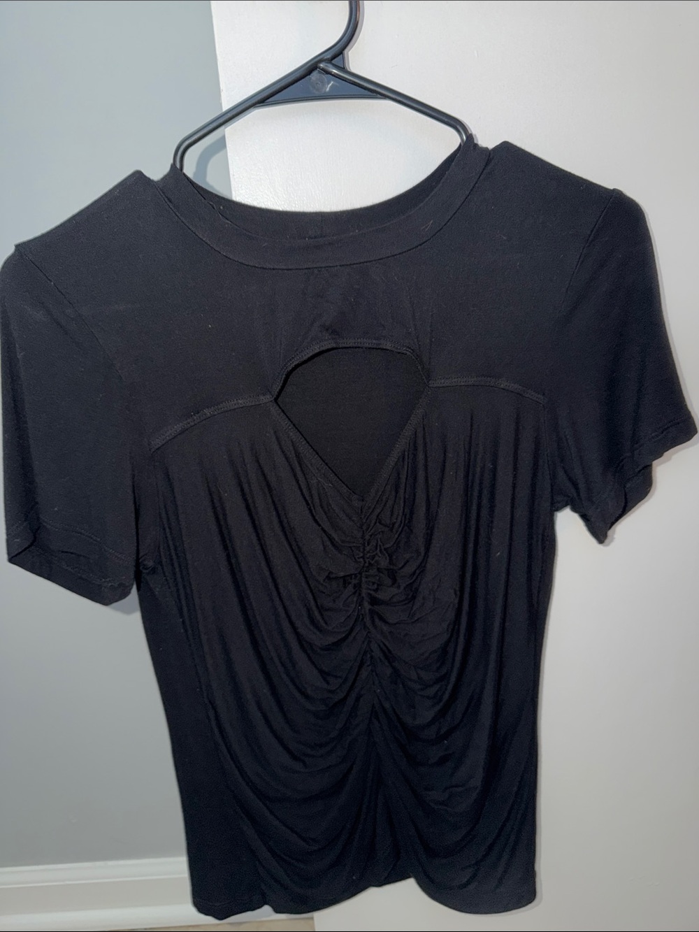 LNA clothing Black Ruched Front Cutout Women's Top size S